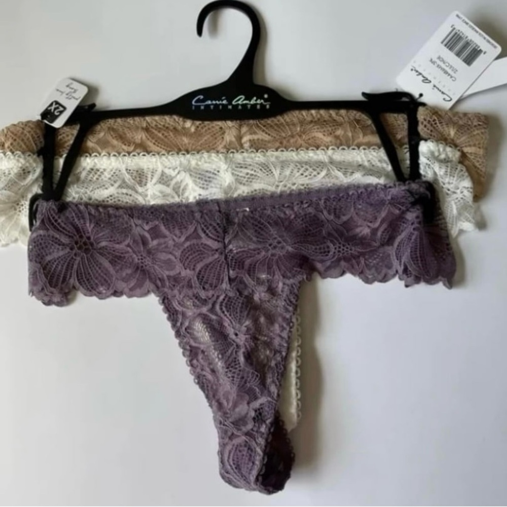 Carrie Amber Intimates Set of 3 Thong Lace Panties Various Sizes